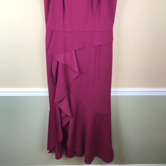 Adrianna Papell Women’s Plum Ruffle Detail Sleeveless Long Evening Dress - Picture 2 of 12